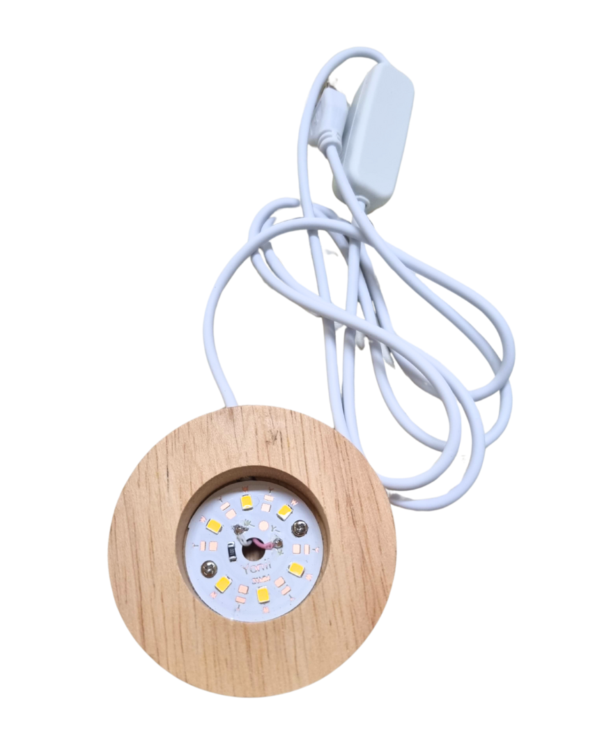 Enfeite vidro maconaria c base led 2