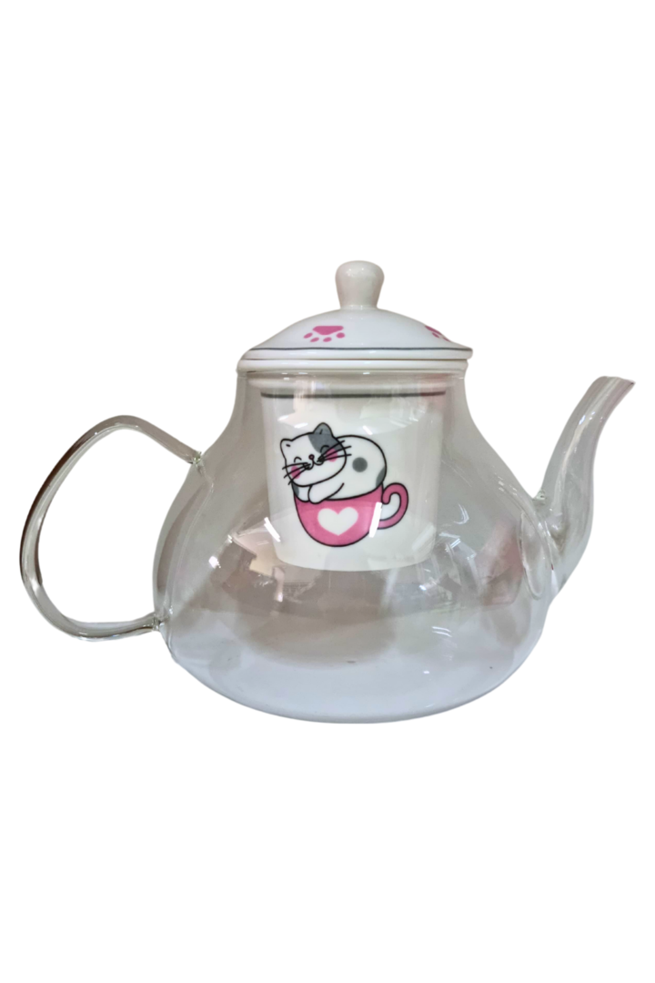 Chaleira vidro c infusor porcelana 1100ml 1