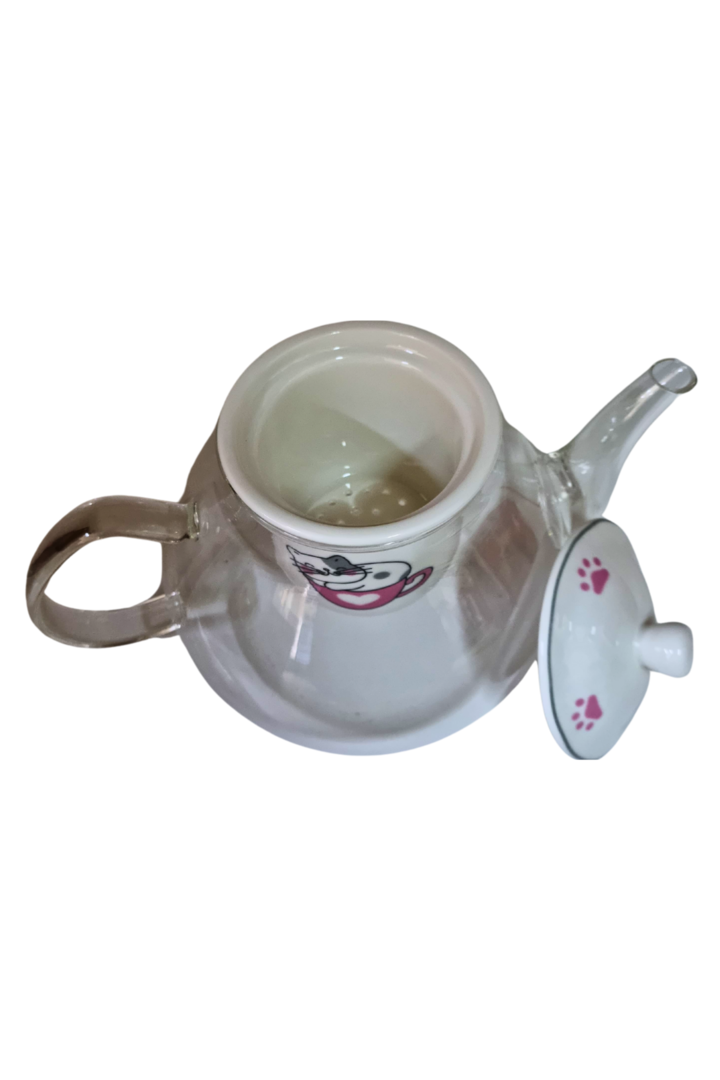 Chaleira vidro c infusor porcelana 1100ml 2