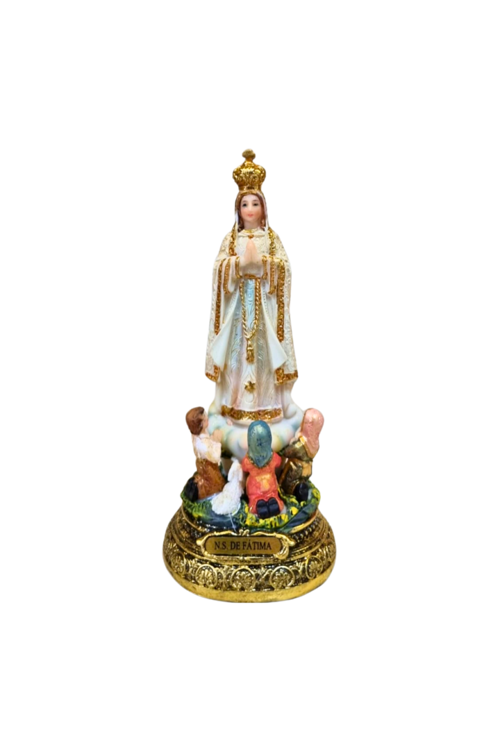 Nossa senhora de fatima com pastores 15cm 1