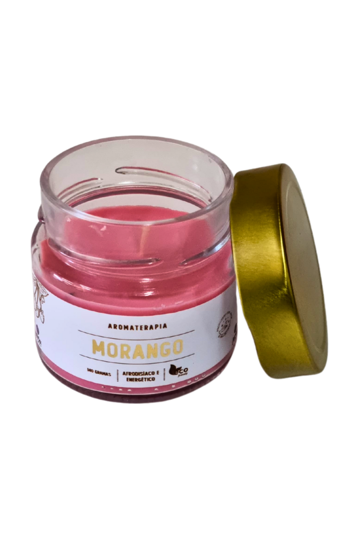 Vela perfumada pote de vidro morango 1