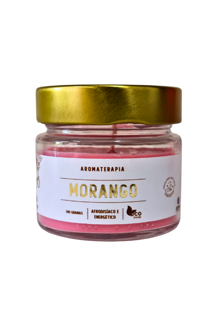 Vela perfumada pote de vidro morango 2