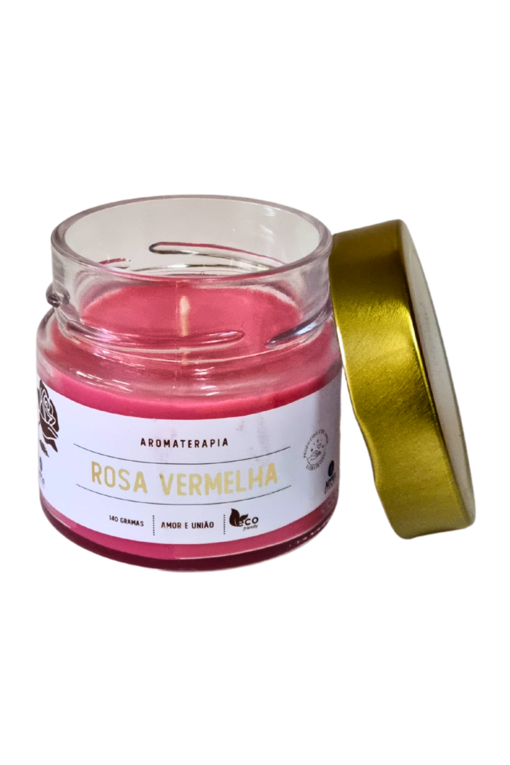 Vela perfumada pote de vidro rosa vermelha 1