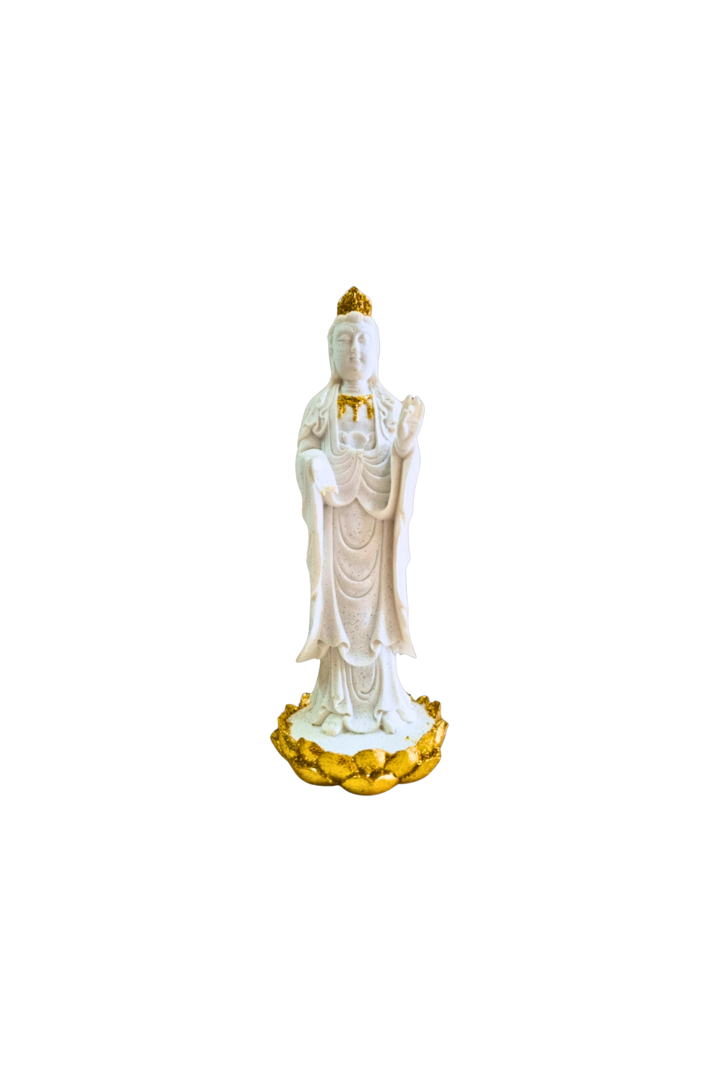 Kuan yin branco e dourado p 1