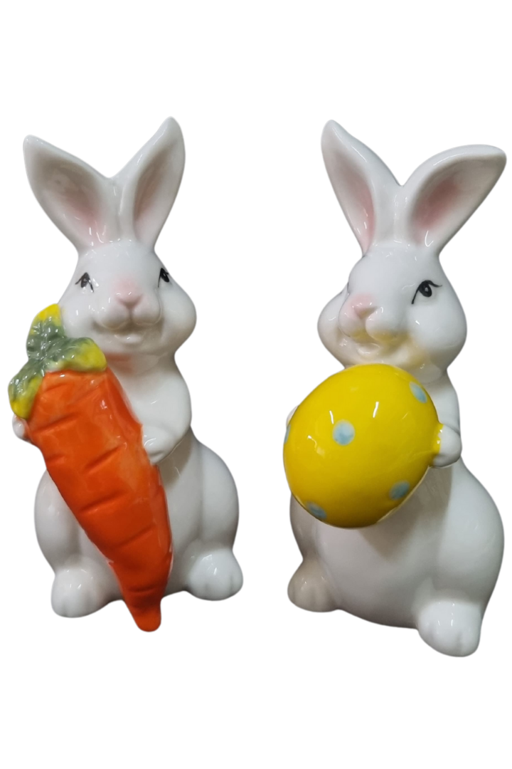 Casal coelhos white porcelana 1