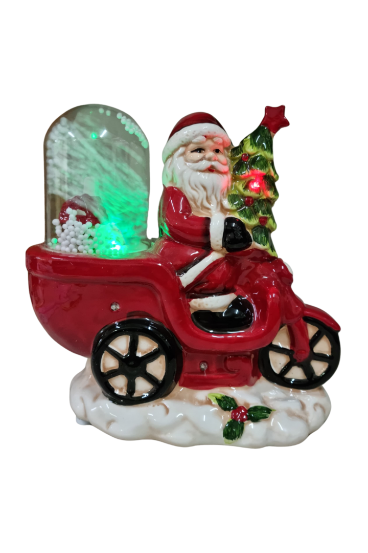 Papai noel moto c neve porcelana 2