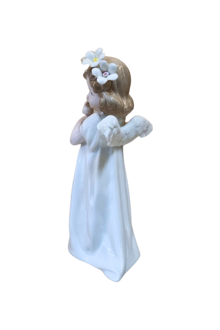 Anjo branco flor na cabeca porcelana 2