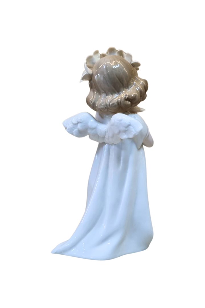 Anjo branco flor na cabeca porcelana 3